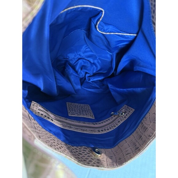 Tabelina Large Shoulder Bag Crossbody Hobo Rose Pink/Gold Croc Like Valentina - Picture 9 of 16